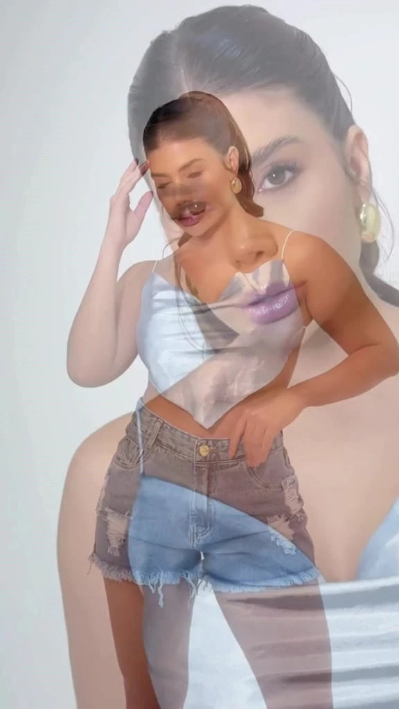 Short Feminino Jeans Cintura Alta 100% Algodão Bermudinha Levanta e Empina Bumbum