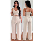 Conjunto Feminino Calça Pantalona e Cropped Com Bojo Alça Regulagem cropped e calça cores outono inverno