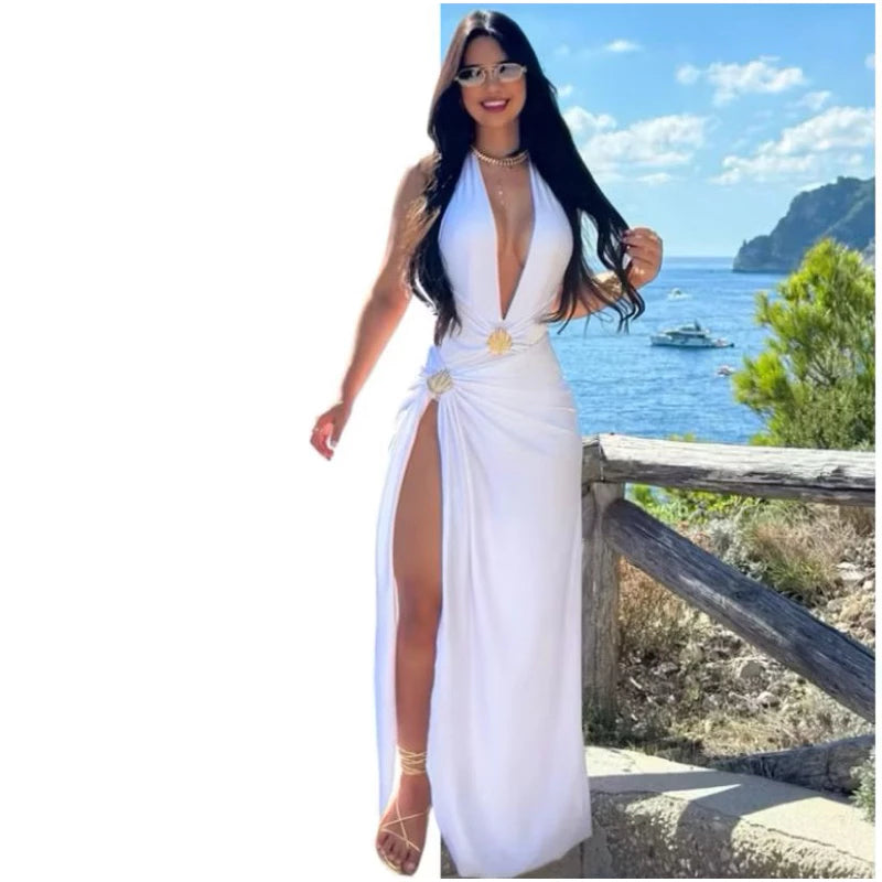 Conjunto  de 2 Peças , Bory Maiô ,Peças com detalhe de fivela Saia Longa com Fenda Alta,Conjunto de 2 Peças para e Verão