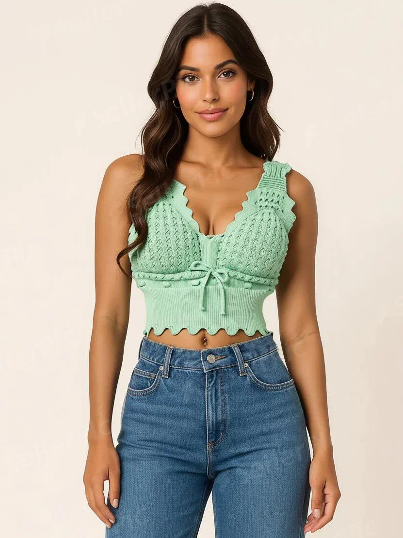 Blusa Feminina Cropped em Tricô Modal - Top Estiloso e Versátil para o Verão | Lançamento da Moda