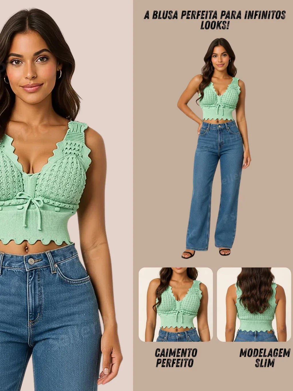 Blusa Feminina Cropped em Tricô Modal - Top Estiloso e Versátil para o Verão | Lançamento da Moda