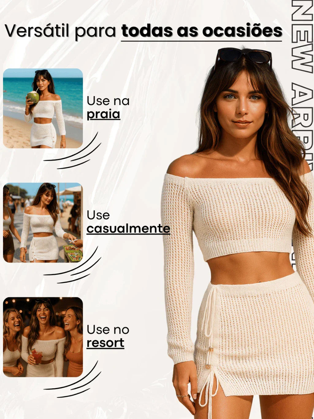 Saida De Praia Croche Tricot Conjunto Saia Curta E Top Verao Leve Moda Praia
