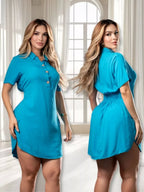 Chemise Feminino Viscolinho Leve Elegante Versátil Moda Blogueira Atemporal e Moderna Festa