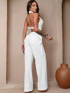 Conjunto Alfaiataria Feminino Cropped Calça Pantalona Longo Bojo