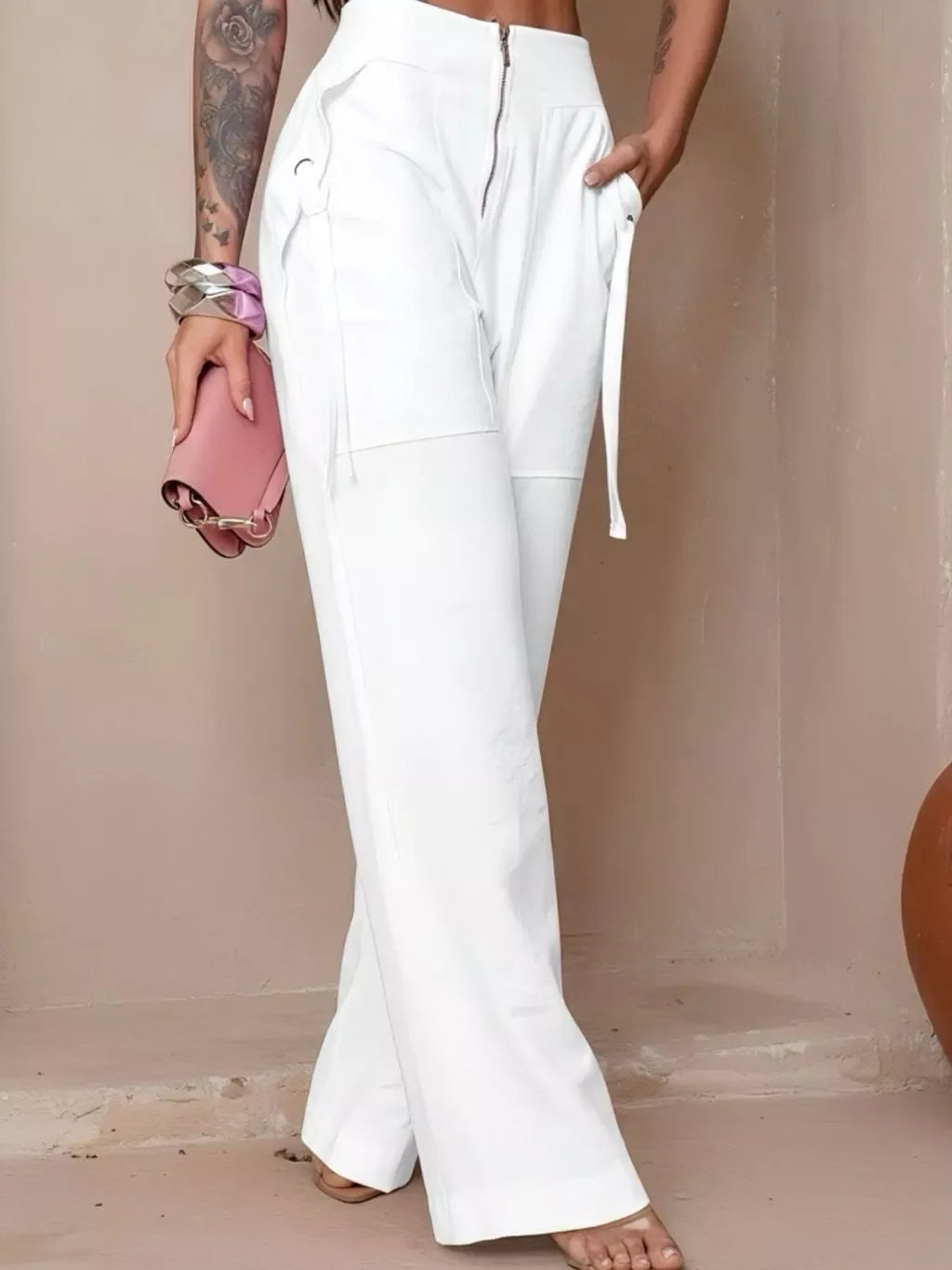 Conjunto Alfaiataria Feminino Cropped Calça Pantalona Longo Bojo