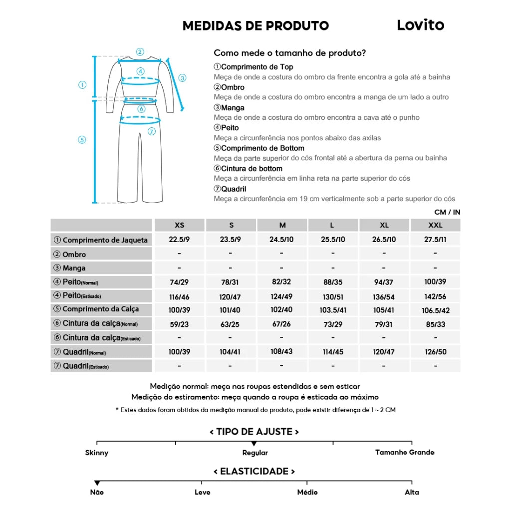 Lovito Conjunto Feminino Casual Top e Calça com Elástico Contrastante LNL42158