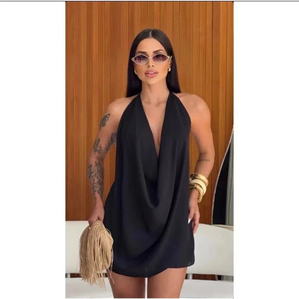 Conjunto Feminino Verão Short Saia Com Blusa Frente Única Decotada Casual Elegante